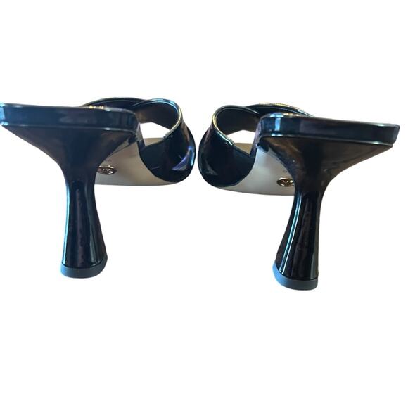 Michael Michael Kors Clara Patent Fluted Heels Mules Cross Straps NEW 9.5 - Picture 4 of 11